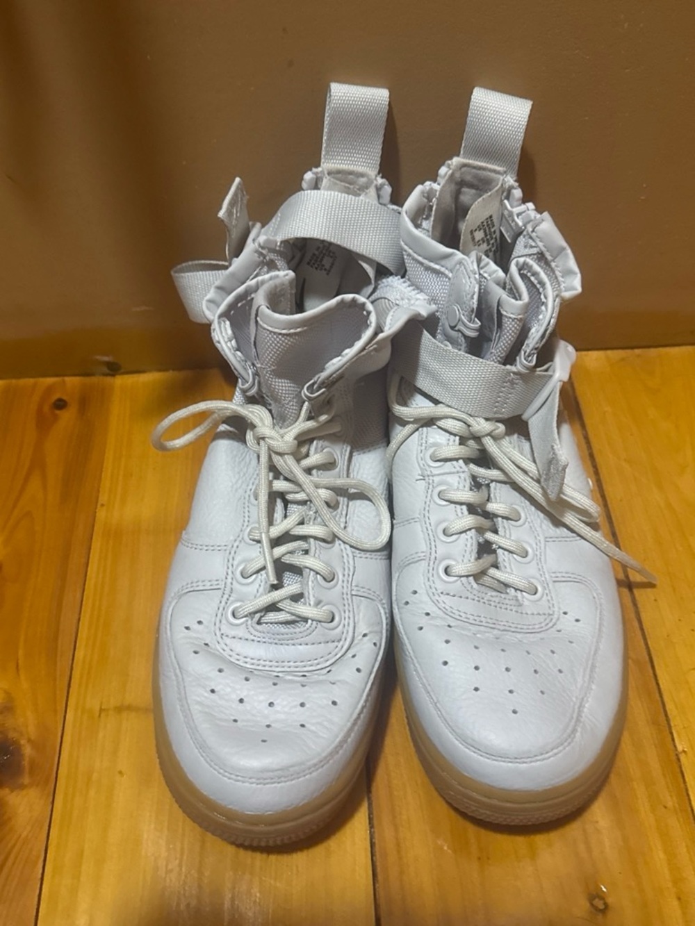 Nike White High-Top Sneakers with Gum Sole